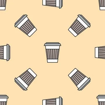 Coffee paper cup colored seamless pattern. Stock Illustration