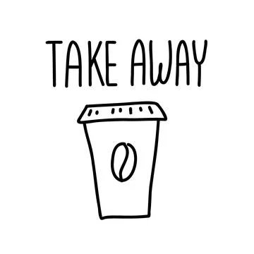 Coffee in a paper cup doodle. Stock Illustration
