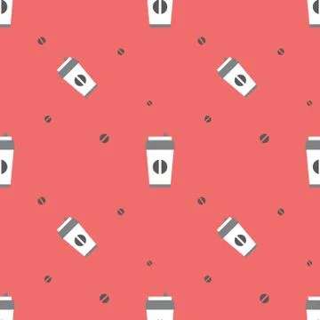 Coffee Paper Cup Pattern Background Stock Illustration