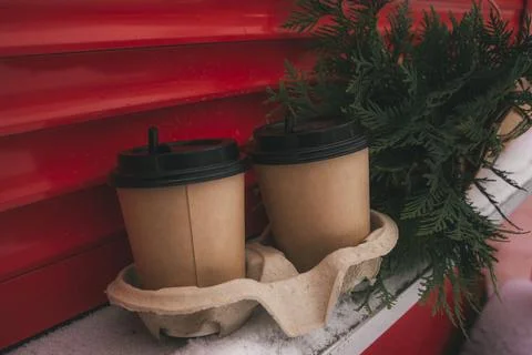 Coffee in a paper cup Stock Photos