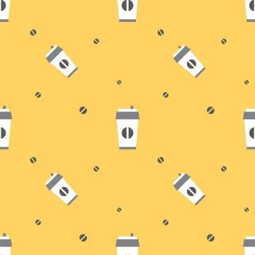 Coffee Paper Cup Seamless Background Stock Illustration
