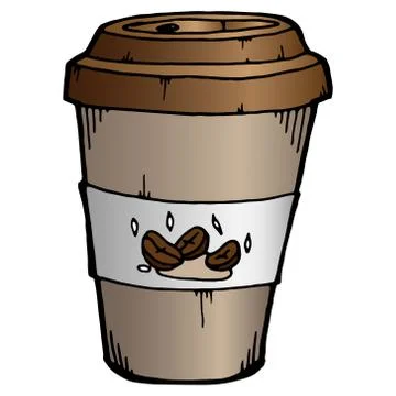 Coffee in a paper cup. Vector illustration of a coffee cup with fast food. Stock Illustration