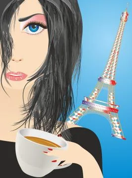 Coffee in Paris Stock Illustration