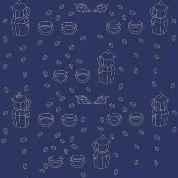 Coffee pattern, coffee grain pattern, turk for brewing coffee, geyser coffee mak Stock Illustration