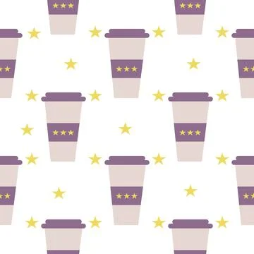 Coffee pattern in cup on white background Stock Illustration