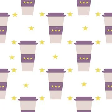 Coffee pattern in cup on white background Stock Illustration