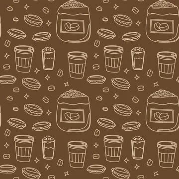 Coffee pattern design featuring takeaway for cafe decor and branding Illustrazione stock