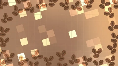 Coffee Pattern with Roasted Beans and Geometric Background Video stock 320091187