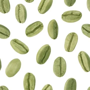 Coffee pattern set with green coffee beans Stock Illustration