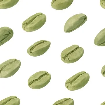 Coffee pattern set with green coffee beans Stock Illustration