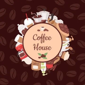 Coffee pattern vector coffeebeans and coffeecup drink hot espresso or cappuccino 스톡 일러스트