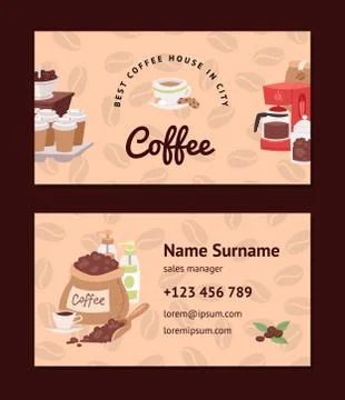 Coffee pattern vector coffeebeans business card coffeecup drink hot espresso or イラスト素材