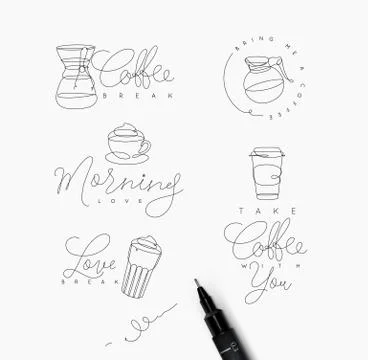 Coffee pen line elements イラスト素材