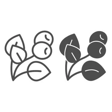 Coffee plant line and solid icon, Coffee time concept, plant with leaves and Stock Illustration