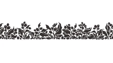 Coffee plant seamless border. Vector branch, grain Stock Illustration