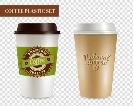Coffee Plastic Covers Transparent Set Illustrazione stock