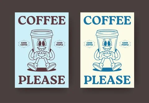Coffee Please Flyer Vector Template For Friendly Coffee Shop Poster イラスト素材