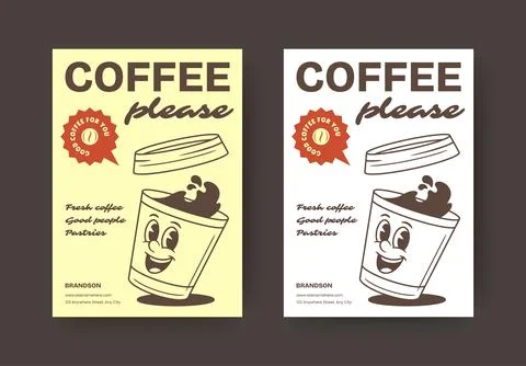 Coffee Please Flyer Vector Template For Cafe Menu Display Illustrazione stock