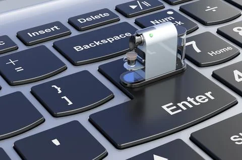 Coffee pod machine on computer keyboard, 3D rendering Stock Illustration