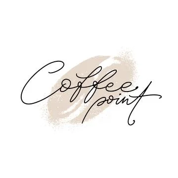 Coffee point hand written words with coffee bean on the background. Letteri.. Stock Illustration