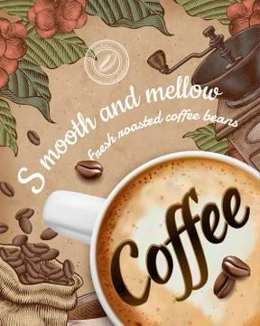 Coffee poster ads Stock Illustration