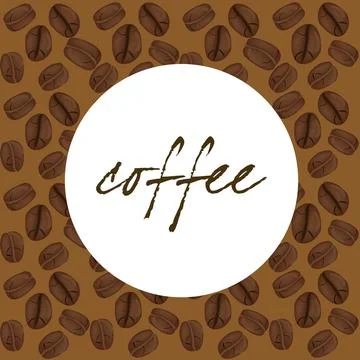 Coffee poster with coffee beans over brown background Ilustração Stock