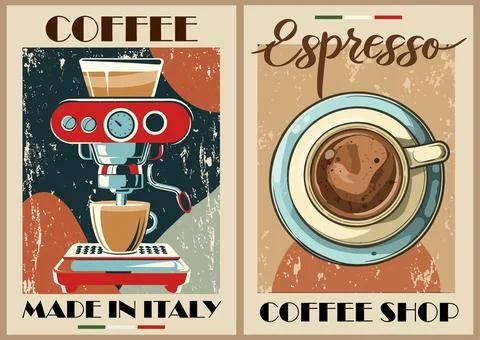 Coffee poster design set in retro style. Stock Illustration