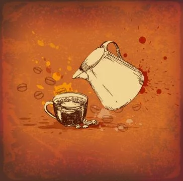 Coffee pot and cup Stock Illustration