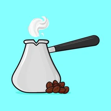 Coffee pot with coffee beans Stock-Illustration