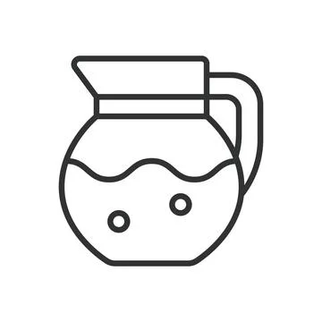 Coffee pot icon in line design. coffee brewing jug beverage cafe drink on white Stock Illustration