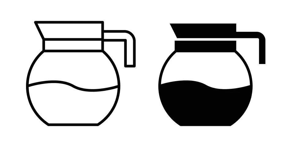 Coffee pot icon. Outline, flat icons Stock Illustration