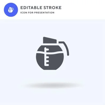 Coffee Pot icon vector, filled flat sign, solid pictogram isolated on white,  Stock Illustration