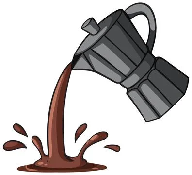 Coffee Pot Pouring with Dynamic Splash Effect Stock Illustration