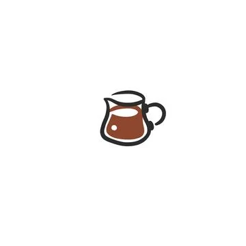 Coffee Pot Vector Illustration, Hand Drawn Glass Coffee Server with Hot Drink Illustrazione stock