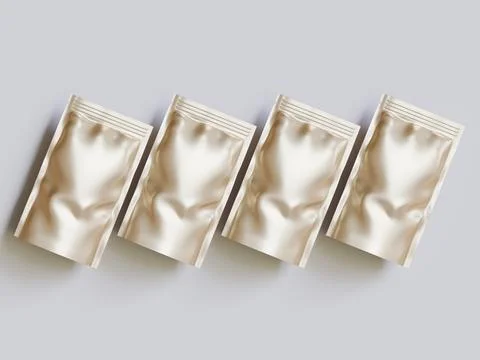 Coffee pouch realistic texture 3D render illustration isolated background (4 Illustrazione stock