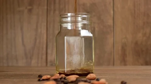Coffee Pour Mason Jar Stock-Footage 138539429