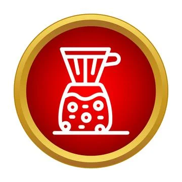 Coffee pour over brewer with filter icon in red circle Ilustração Stock