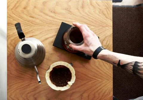 Coffee pour over top view Stock Photos