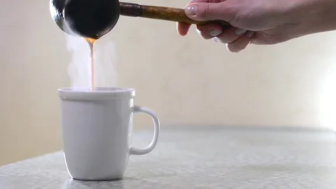 Coffee poured in a Cup Video stock 72269136