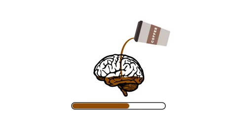 Coffee pouring into brain with loading bar concept Stock Footage 308933303