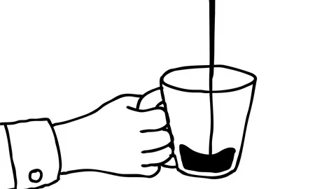 Coffee Pouring on Cup Drawing 2D Animation Video stock 115865058
