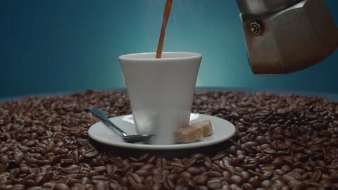 Coffee pouring into a cup Stock Footage 146271106