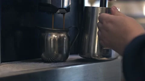 Coffee Pouring In Slow Motion in Coffee Shop Stock Footage 201449109