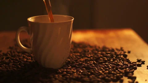 Coffee Pouring a steaming cup of coffee 00004 Stock-Footage 27456341