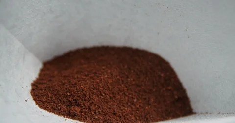 Coffee powder pouring in filter 4k Stock-Footage 127403679