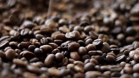 Coffee premium arabica coffee beans rich texture dark roast glossy surface no 스톡 동영상 333899761