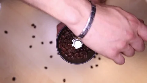 Coffee Preparation Brewing Beans Close-Up Stock Footage 73630106