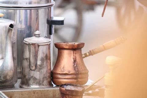 Coffee preparation concept. Soft focus Stock Photos