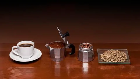 Coffee preparation phases Stock Photos