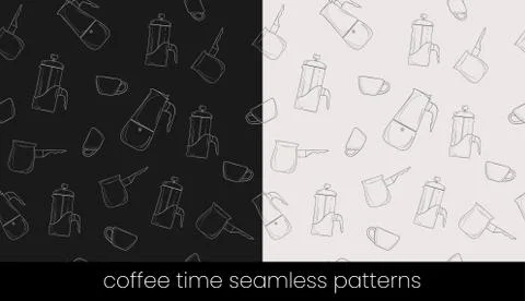 Coffee preparation seamless patterns, great design for any purposes. Seamless Stock Illustration
